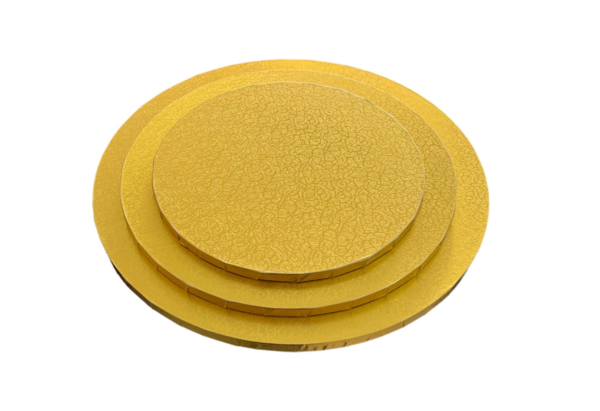round gold cake drums