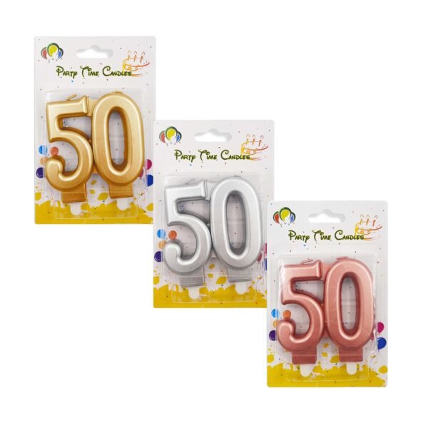 gold rose gold silver 50 number candle