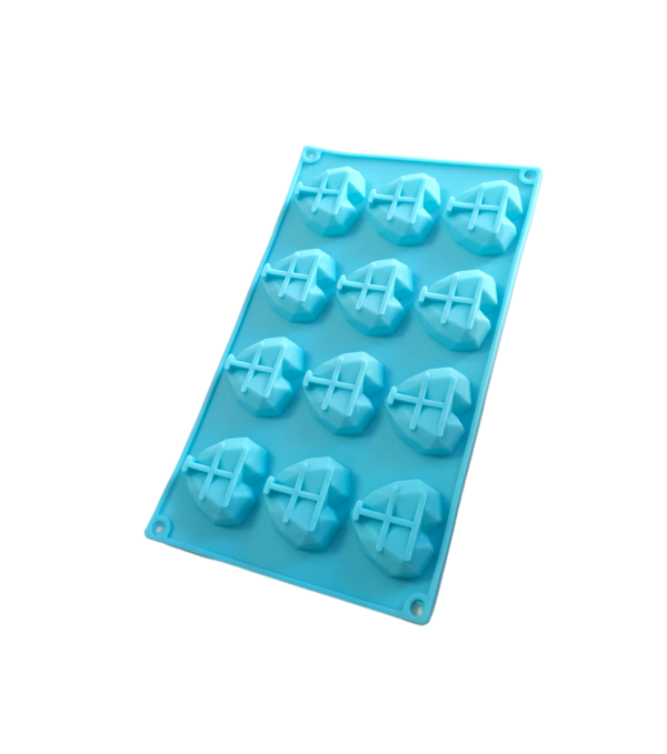 12 Cavity Diamond Heart Shaped Silicone Mould