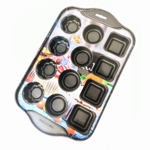 12 Cavity Flower, Round, Square Muffin Pan