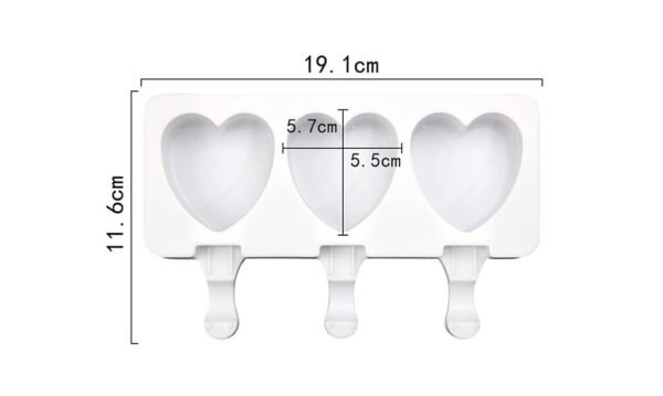 3 Hearts Ice cream, Chocolate, Jelly, Candy Silicone Mould 1pc - Image 2