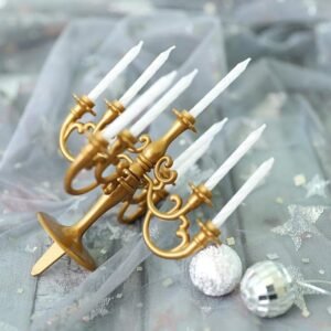 Candelabra Cake Topper Candlestick Taper Candle Holder Cake Topper For Christmas Wedding Birthday Cake Decor