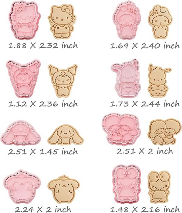 Cartoon Characters Cookie Fondant Cake Mold Set of 8pcs - Image 2