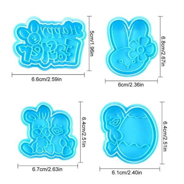Rabbit Duck Cookie Cutter set Size