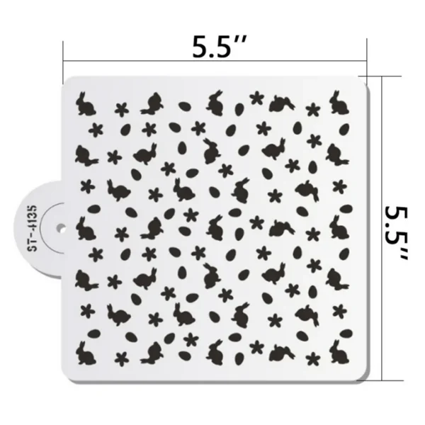 Rabbit Egg Flower Stencils Size